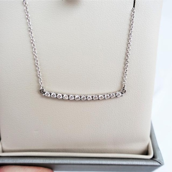 SOLD 18K White Gold .50 Ct Diamond Bar Necklace - Picture 7 of 8